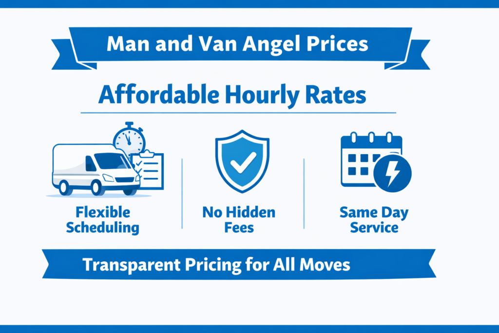 man and van Angel prices hourly rate cheap removals cost Angel London