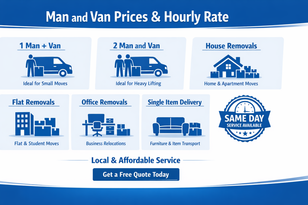 Cheap man and van Acton prices and hourly rate explained