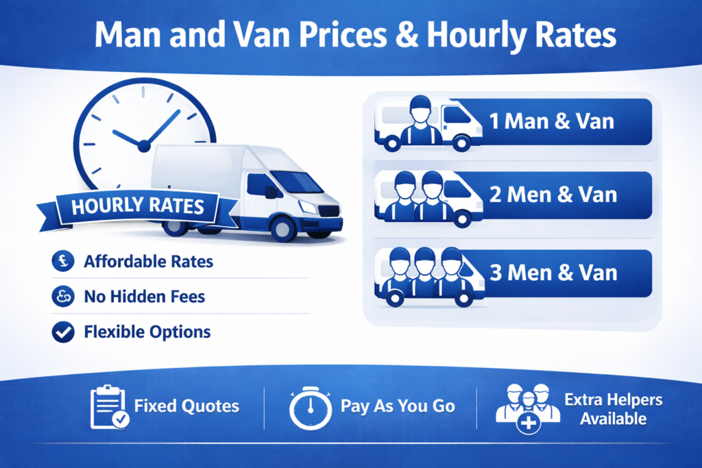 Affordable man and van Dalston pricing structure with hourly rates for removals
