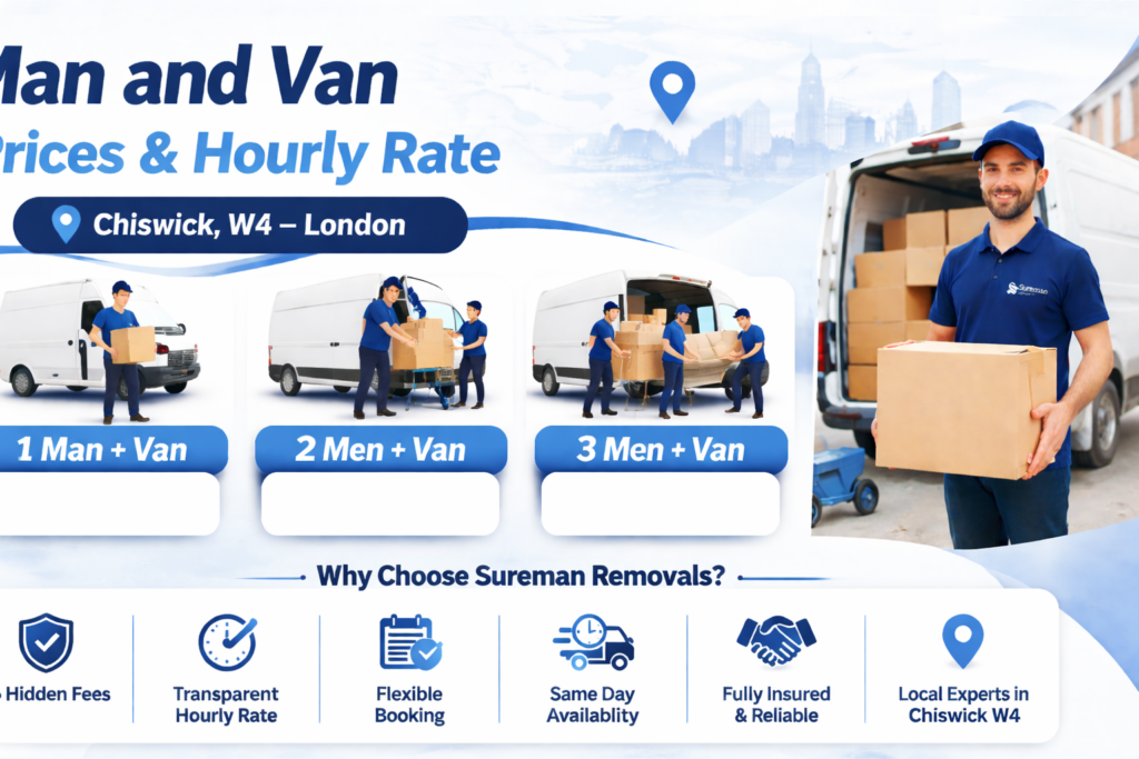 1 man with van, 2 men with van, 3 men with van flexible packages Chiswick removals