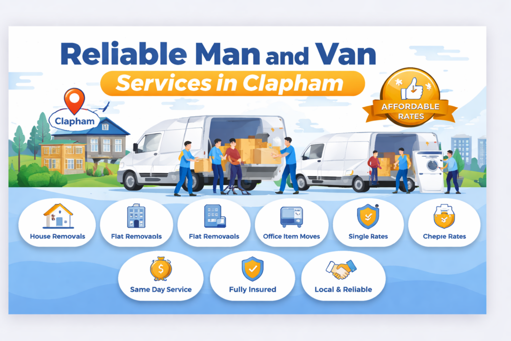 Affordable and reliable man and van services in Clapham, including house removals, same-day service, and local expertise