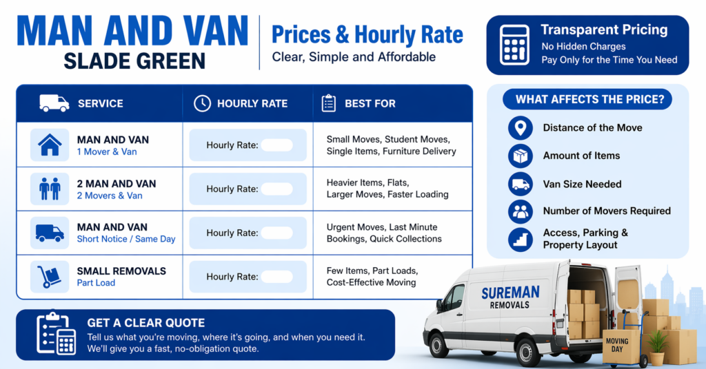 Man and van for single item Slade Green
