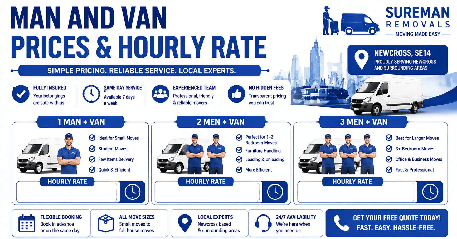 man and van Newcross prices hourly rate infographic