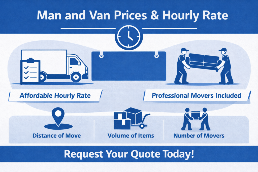 Man and Van Homerton Cheapest prices and hourly rate infographic with quote options