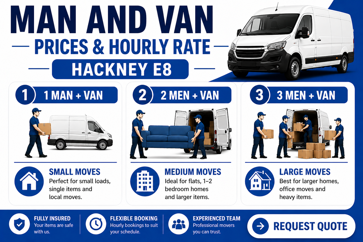 man and van Hackney hourly rate infographic E8