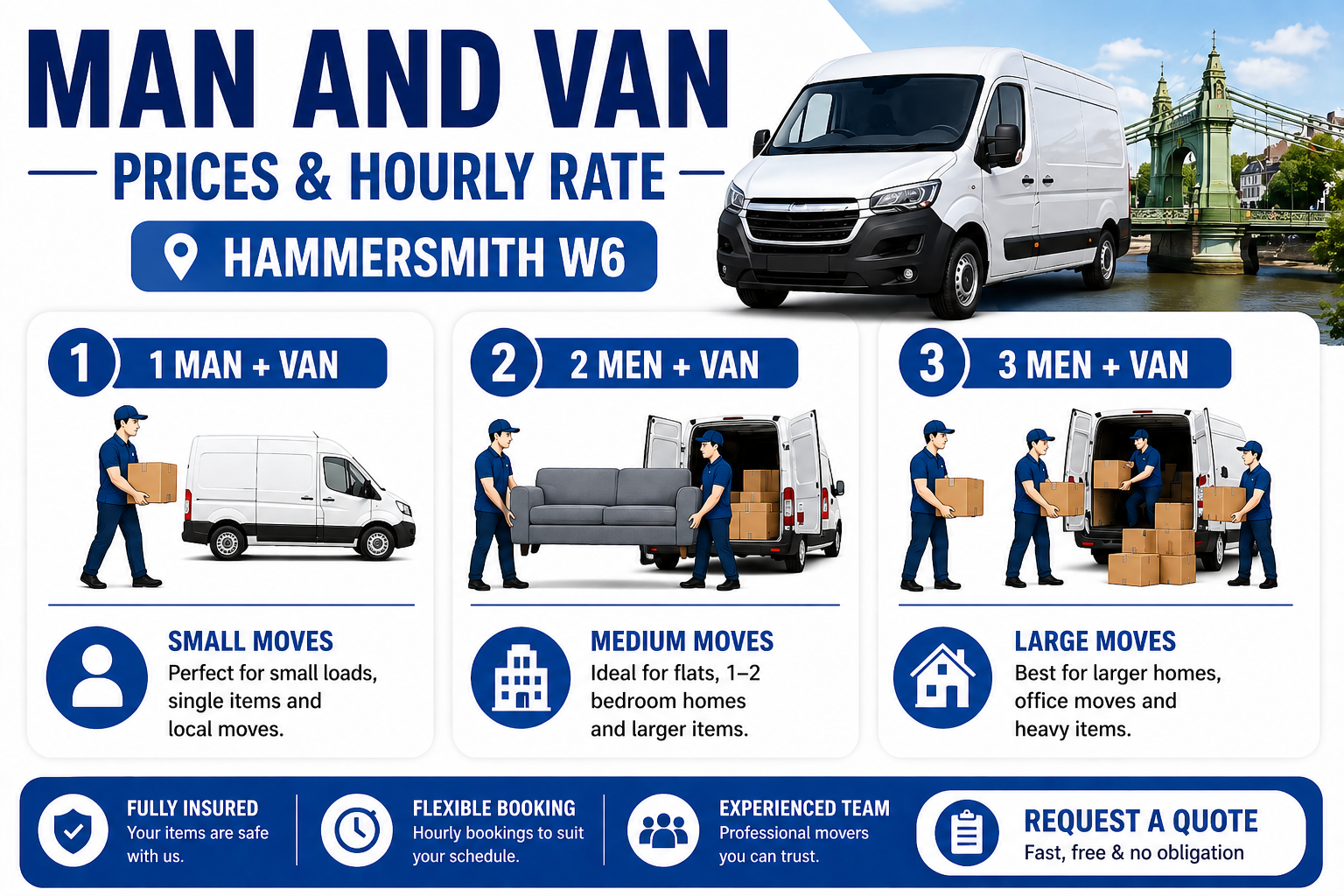 man and van Hammersmith hourly rate infographic W6