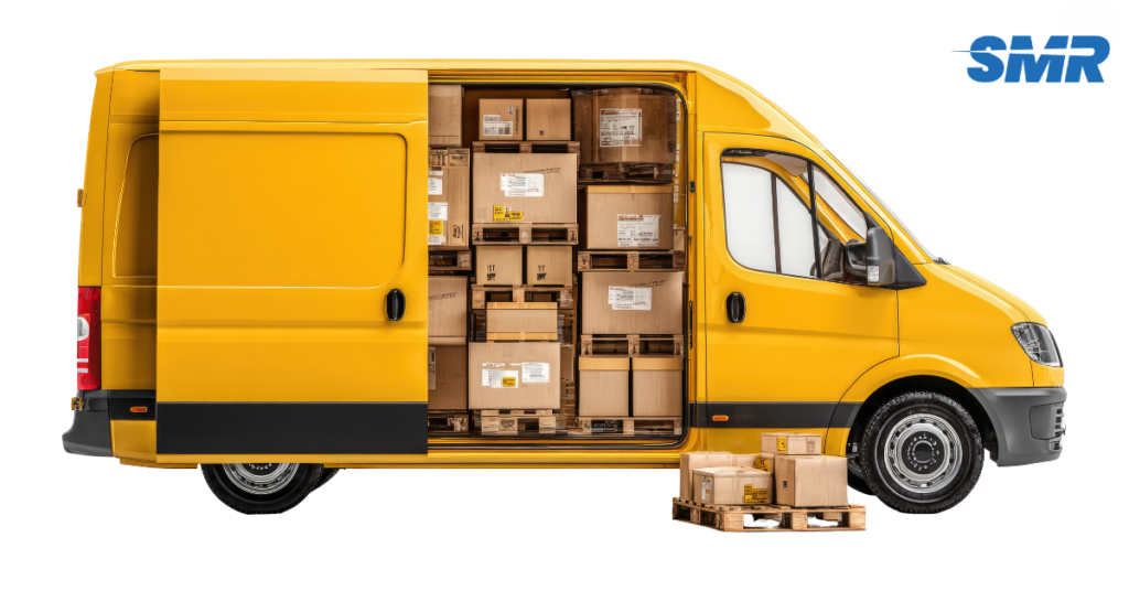 Van loaded with boxes ready for urgent and fast delivery service in Collier Row