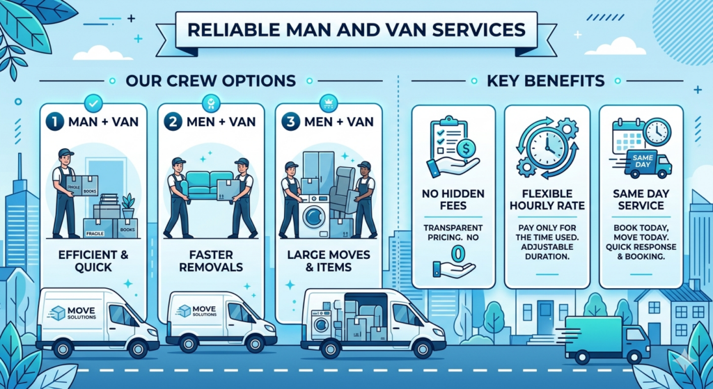 man and van Orpington prices hourly rate infographic no hidden fees flexible booking