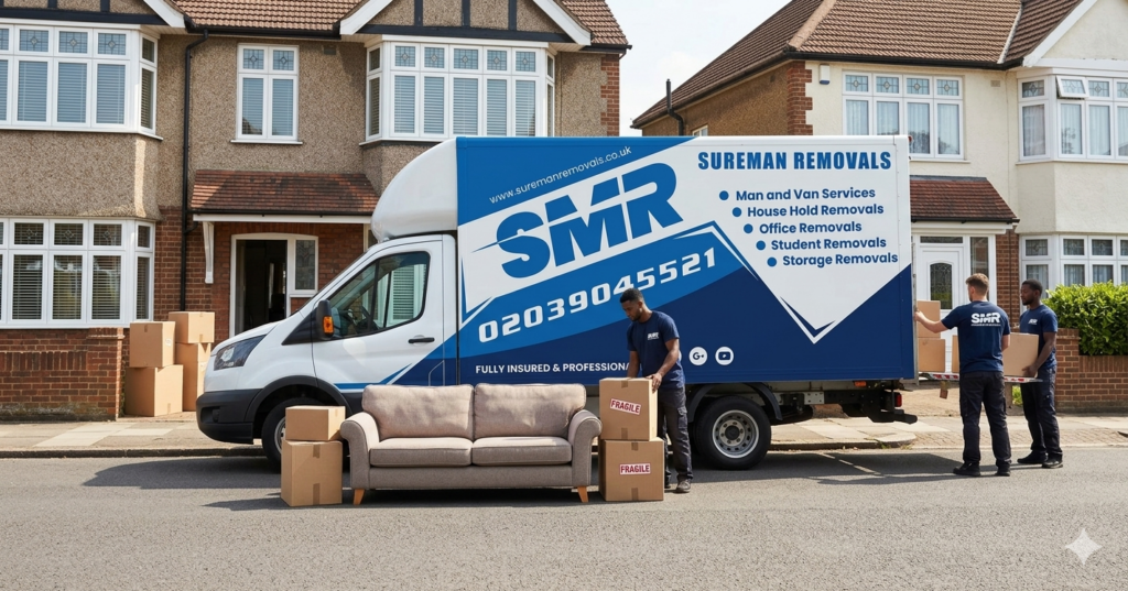 "Professional man and van loading furniture in Park Royal"