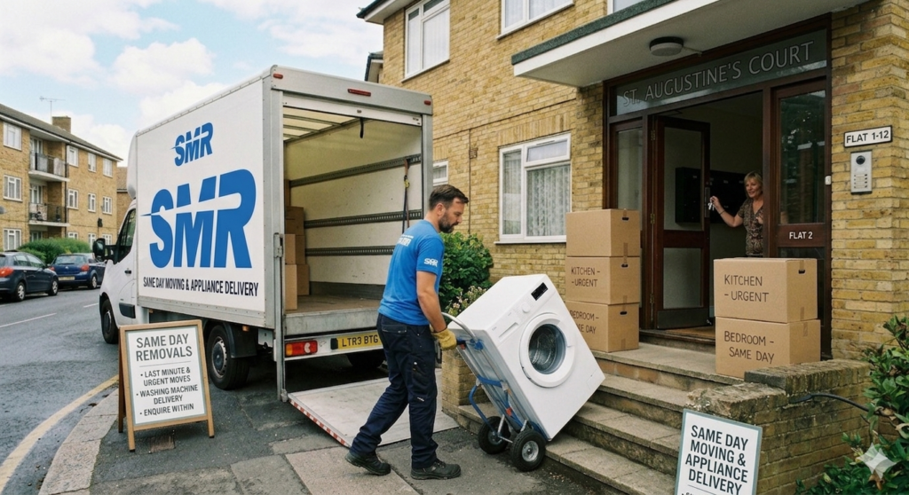 Same day Man and Van Slade Green mover delivering boxes and washing machine