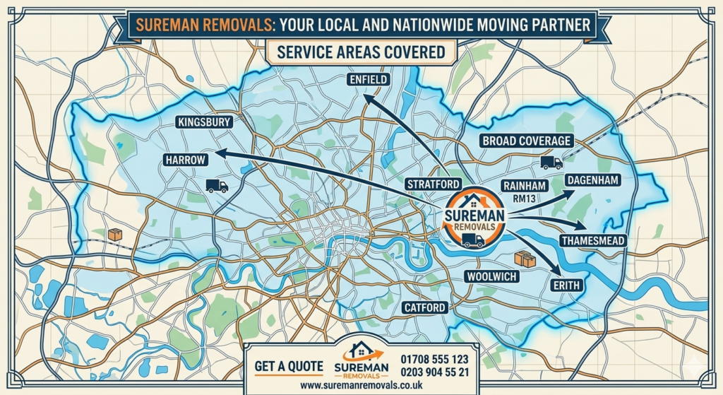 Man and Van Rainham coverage map"
