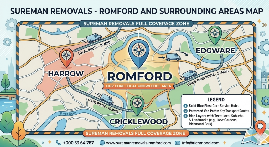 Coverage Map for Man and Van in Romford