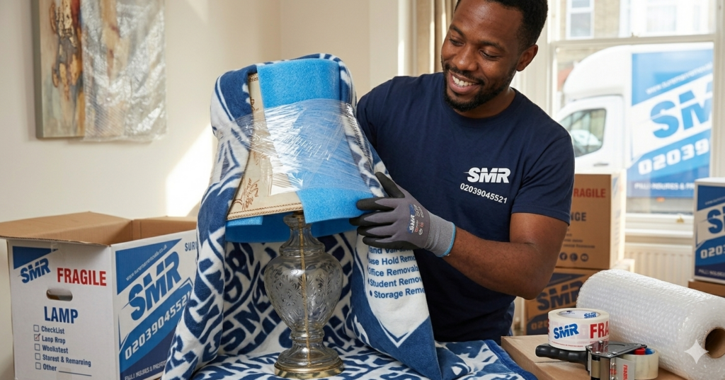 "Careful packing of fragile items by Sureman Removals"