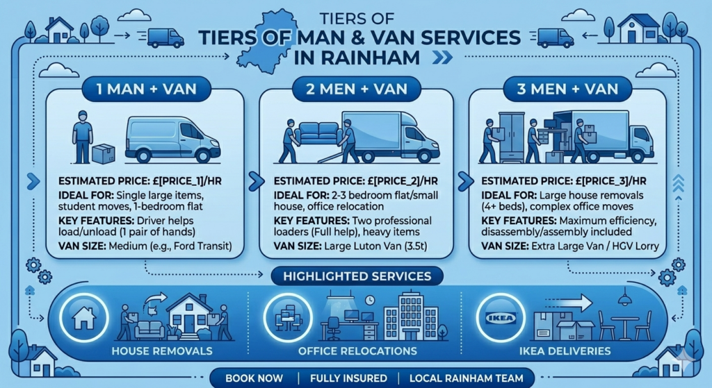 Man and van hourly rates in Rainham"