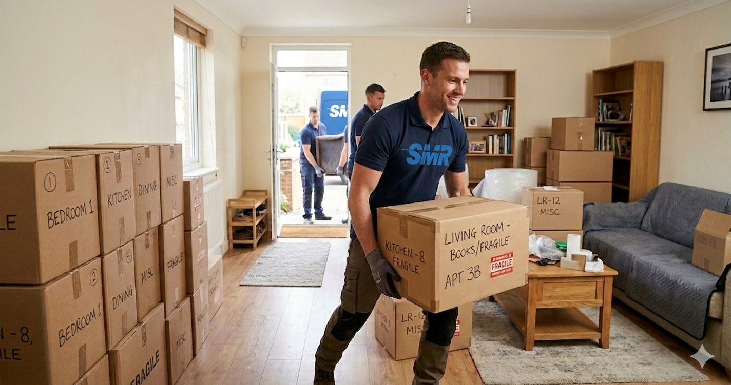 house removals Twickenham movers packing boxes in flat TW1