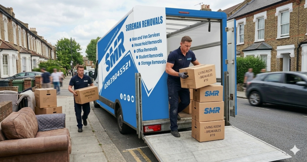 same day man and van Plaistow loading furniture into van fast service