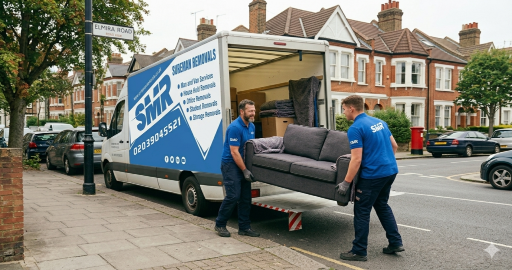 two movers loading sofa into van man and van Penge SE20