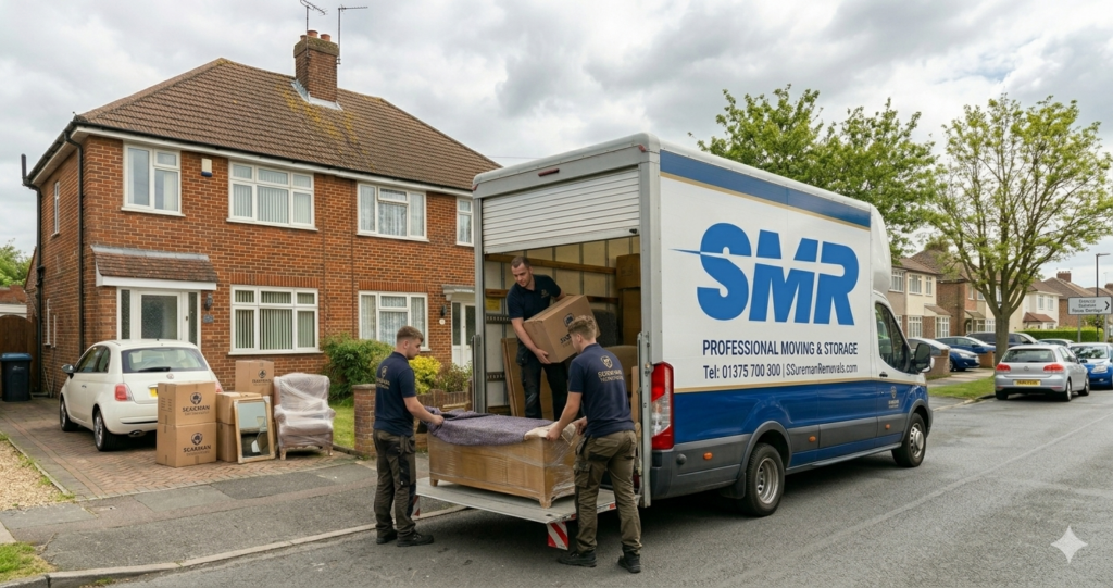 Sureman Removals man and van Tilbury team loading furniture into van in Tilbury RM18