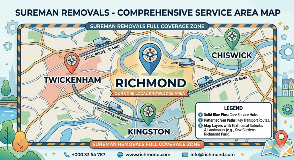 Man and van service coverage across Richmond and surrounding areas"