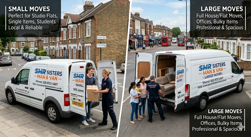Large Van and Small Van Options for Man and Van Services in Seven Sisters