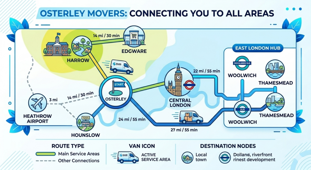 same day man and van Osterley covering Harrow Edgware Woolwich Thamesmead routes