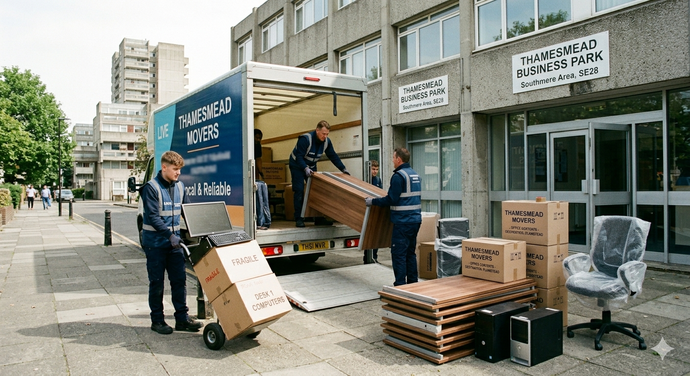 Office removals Thamesmead movers relocating desks and business equipment