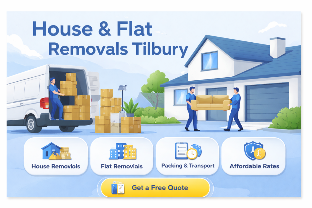 Infographic showing affordable pricing for man and van services in Tilbury