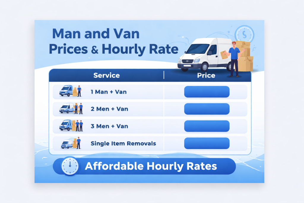 Man and van pricing infographic for Thamesmead removals