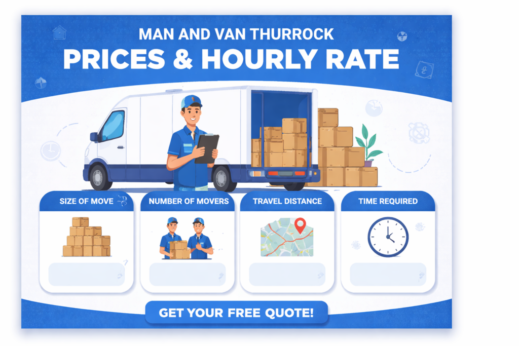 Man and Van Thurrock prices and hourly rate infographic by Sureman Removals