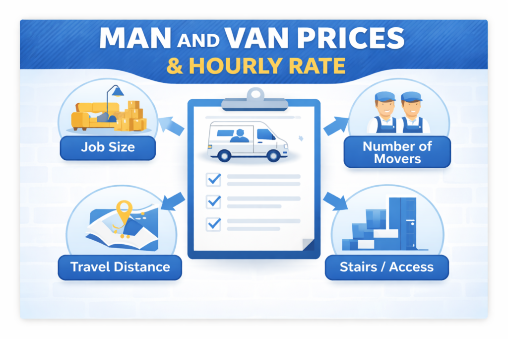 Infographic showing pricing structure for man and van Beckenham