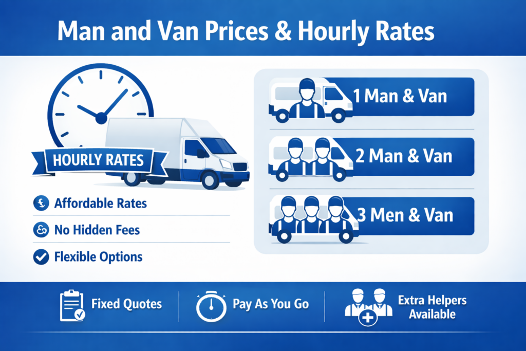 man and van pricing structure with hourly rates for Forest Gate removals, flexible options available