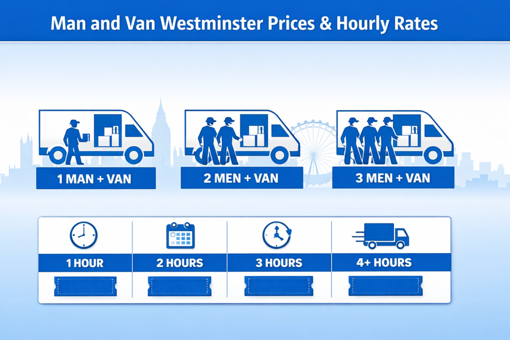 man and van Westminster prices hourly rate infographic removal services Westminster