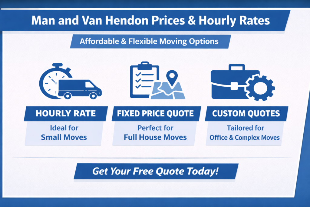 man and van Hendon prices hourly rate cheap man and van Hendon cost guide