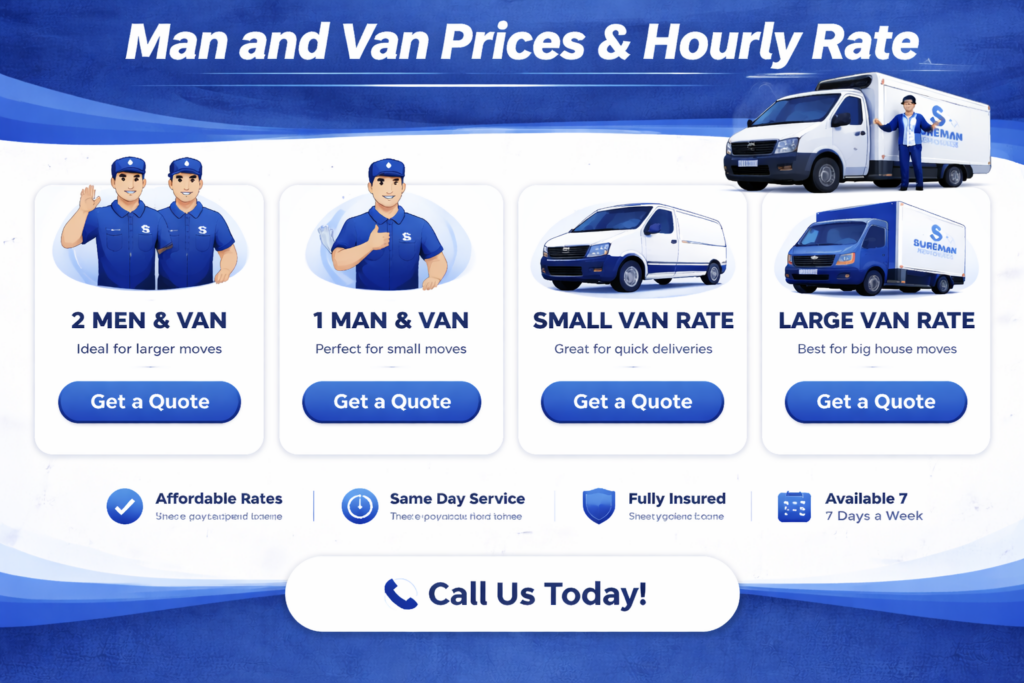 man and van Hendon Cheapest Cheapest pricing and hourly rate infographic with no prices shown