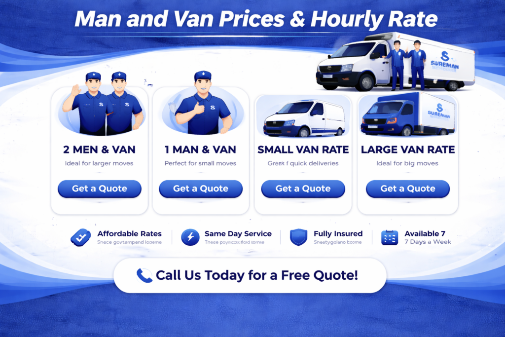 man and van Hendon Cheapest Cheapest pricing and hourly rate infographic without prices shown
