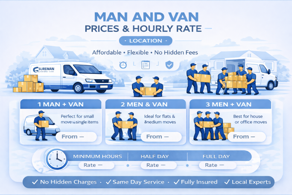 man and van Homerton prices hourly rate infographic blue white