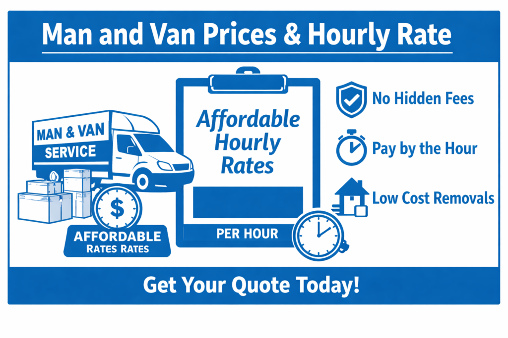 man and van Gospel Oak cheap pricing infographic showing flexible services