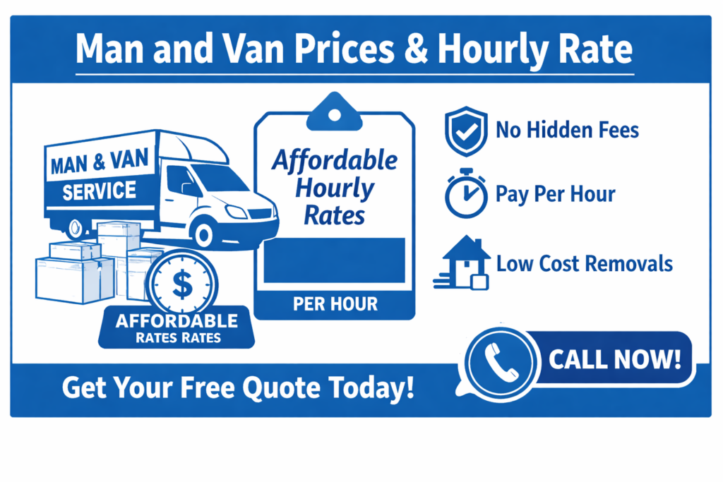 Man and van Greenford prices hourly rate infographic Sureman Removals