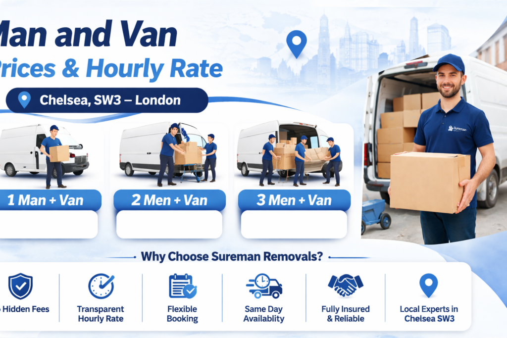1 man with van, 2 men with van, 3 men with van flexible options Chelsea removals