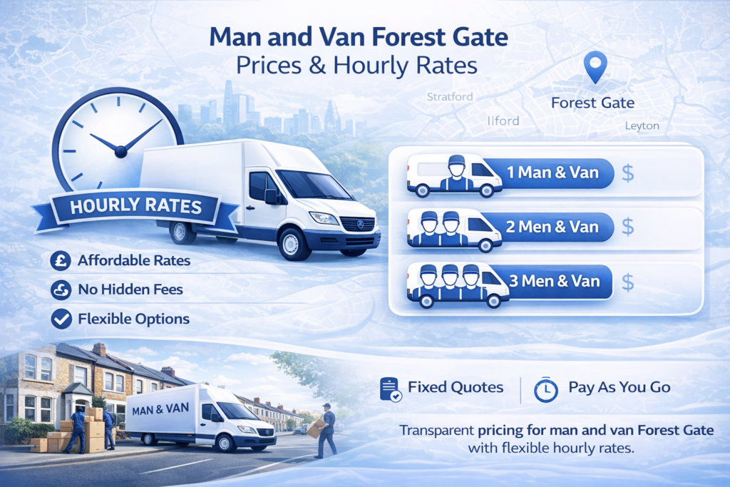 man and van Forest Gate prices hourly rate affordable removals no hidden fees