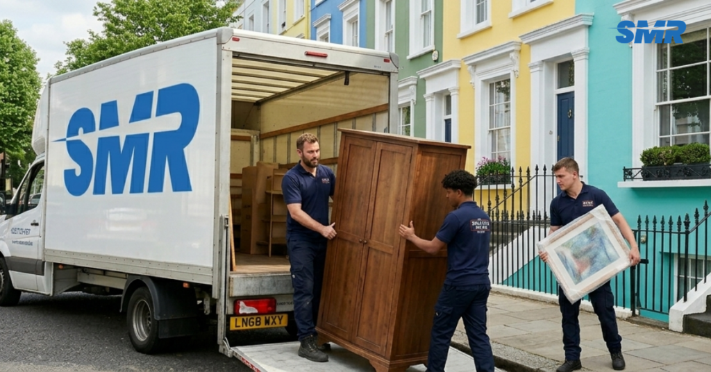 Man and van Notting Hill team loading furniture for house removals in W11