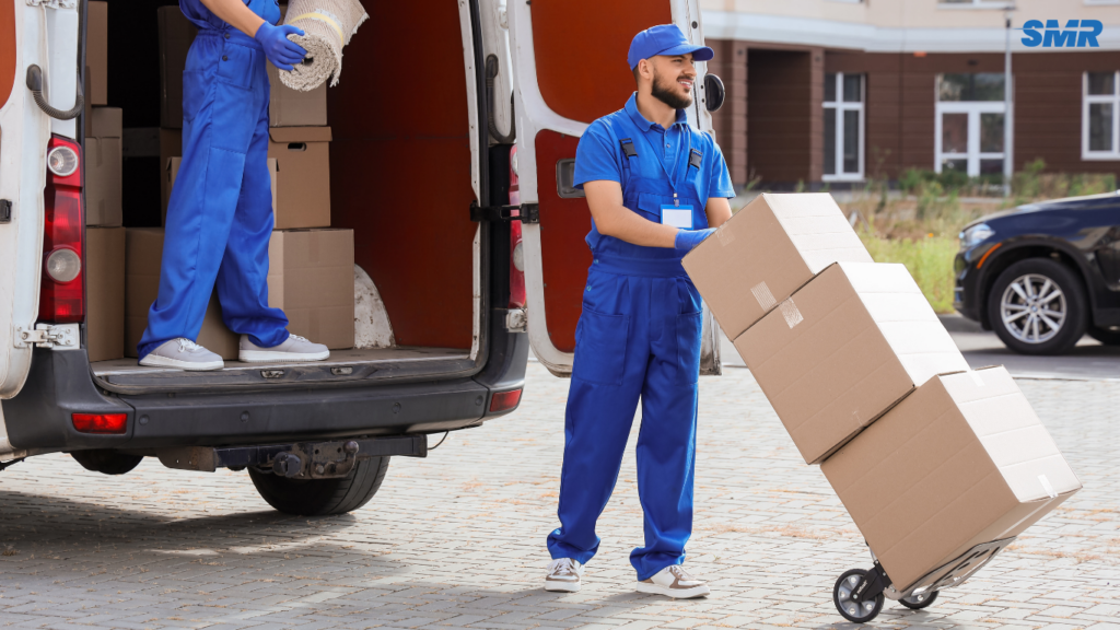 Man and van team unloading furniture in Denmark Hill SE5