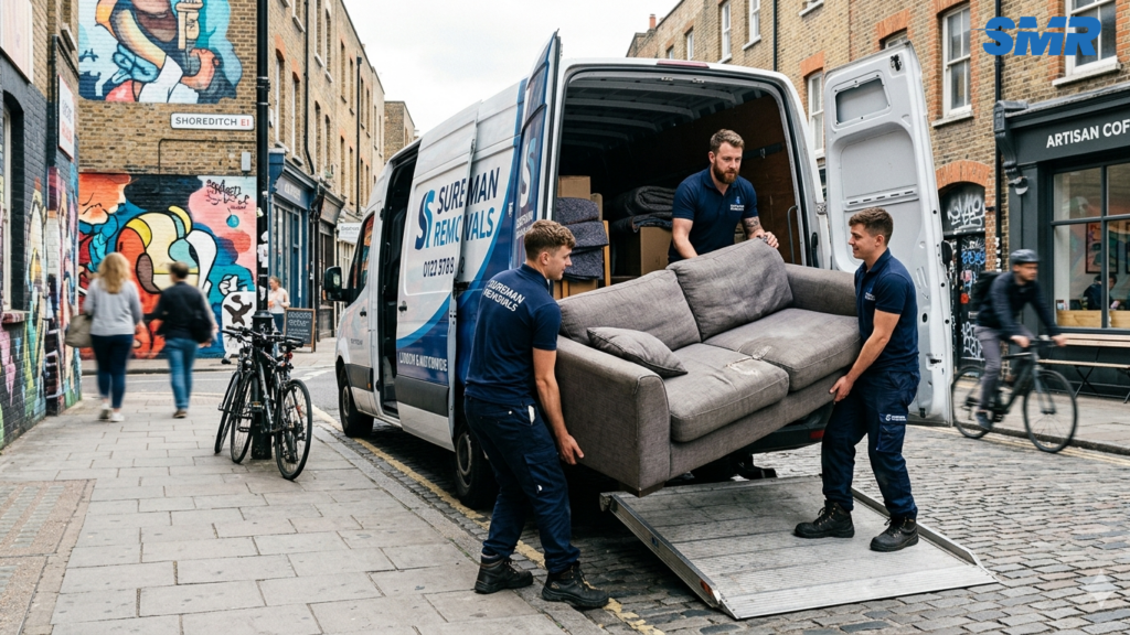 Man and Van Grays RM17 removal team loading furniture into a van