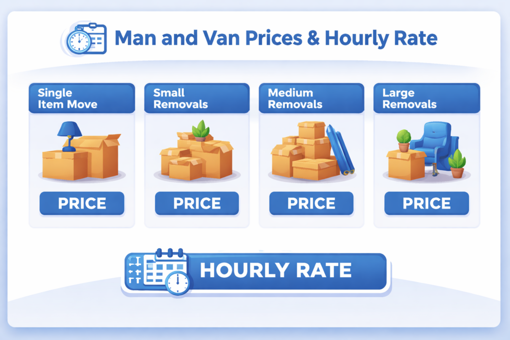 Same day man and van infographic for Mile End urgent removals and local moving support