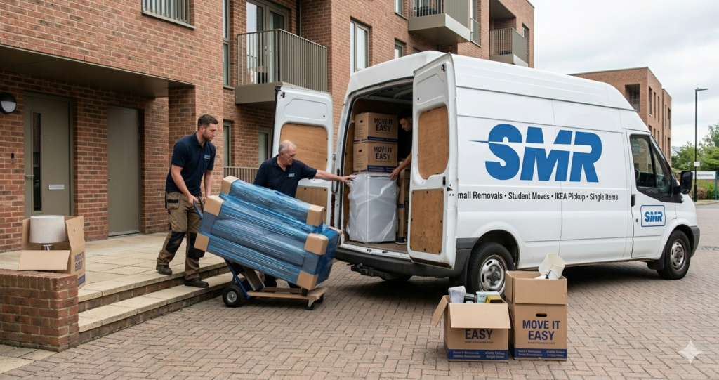 Man and van for single item Angel moving a sofa into a removal van