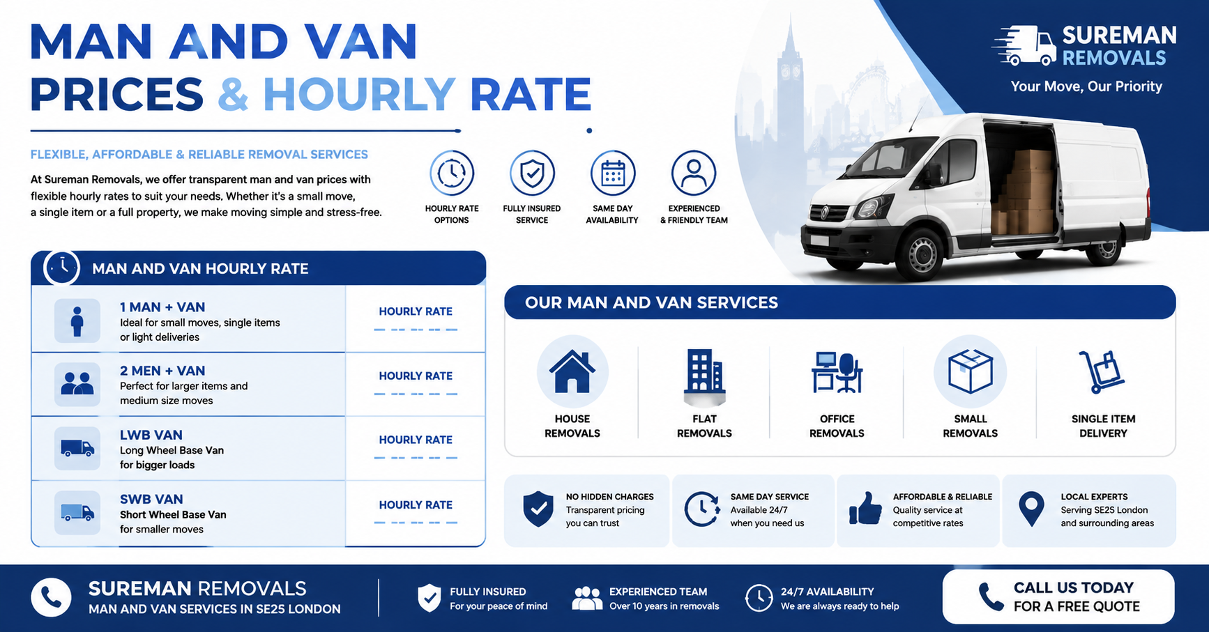 Flexible hourly rate Man and Van SE26 London service