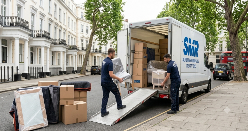 Sureman Removals team loading a removal van for a home move in Palmers Green N13