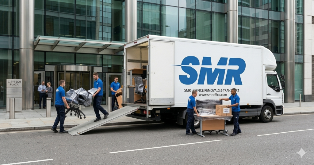 Flat and office removals North Finchley N12 movers carrying labelled boxes